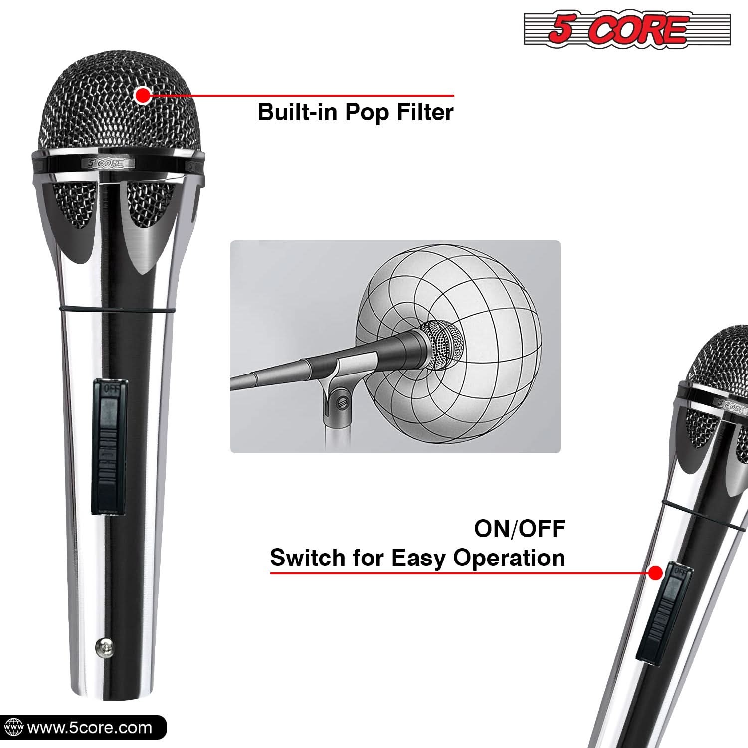 5 Core XLR Microphone Dynamic  - огляд і ціна Shure Mic Sm58